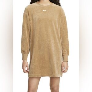 Nike Women's Velour Crew Dress in Dark Driftwood/Sail. Limited Edition.